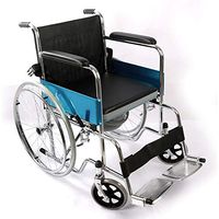 HSRG Multiple Function Folding Commode Wheelchair,Bedside Toilet Seat Portable Transport Chair Detachable Bucket with Locking Rear Castors and Pedal