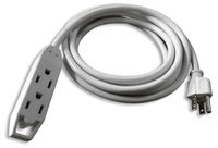 QVS 3-Outlet 3-Prong Extension Cord - 25' Computer Surge Protector White (PC3PX-25WH)