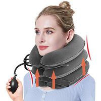 PBQWER Inflatable Cervical Traction Collar, Inflatable Cervical Traction Head and Neck Device, 3 Layers, Gray