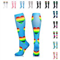 NEWZILL Compression Socks (20-30mmHg) for Men & Women, BEST Graduated Athletic Fit for Running, Nurses, Shin Splints, Flight Travel & Pregnancy. Boost Stamina Circulation (Blue Hearts, Large)