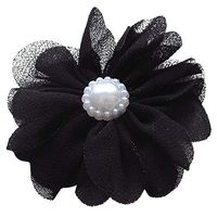 25pcs Fabric Ribbon Flowers Bows Rhinestone Appliques Craft Bulk A445 (Black)