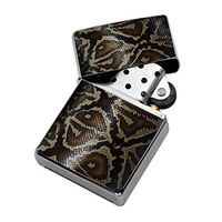 Snake Skin Pattern - Windproof Flip-Top Refillable Silver Lighter with tin Gift Box