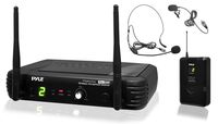 Pyle 8-Channel Wireless Microphone System - Portable UHF Digital Audio Mic Set with Headset, clip Lavalier lapel, Transmitter, ¼'' cable, power adapter - For Karaoke, PA, DJ - PDWM1904