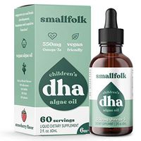 Children's DHA Algae Oil, 550 mg DHA EPA Omega 3, Plant-Based, Vegan, Brain Support Supplement, Sugar-Free Organic Strawberry Flavor, 2 Ounce - 2 Month Supply