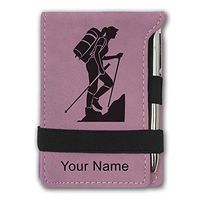 Mini Notepad, Hiker Woman, Personalized Engraving Included (Pink)