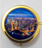 BlackKey Manhattan Places New York City Scenery 3-Compartment Decorative Pocket Gift Box Case Organizer for Pill, Color 2 -250