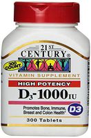 21st Century D 1000 iu Tablets, 300-Count (2 Pack)