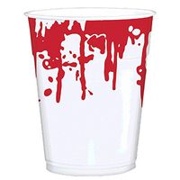 Amscan | Party Tablewares |  Blood Splatter Printed Cups  | 25 in a pack |  16 oz  |  White w/ print of dripping blood