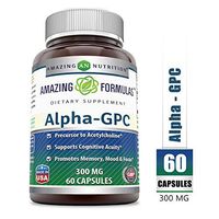 Amazing Formulas - Alpha-GPC Dietary Supplement - 300 Milligrams - 60 Capsules (Non-GMO,Gluten Free) Promotes Positive Mood, Better Concentration and Memory * - Supports Acetylcholine Function *