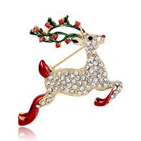 Christmas Sika Deer Brooch Pins Elk Brooches for Women Animal Diamond Crystal Accessories