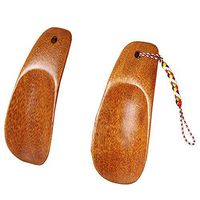 2 Pcs Wooden Shoe Horn Portable Mini Shoehorn Shoe Helper with Hanging Rope for Men, Women, Children, Seniors