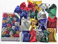 Made in Italy Mixed Colors 30 Gift Bags with 30 Bows in Satin - Self-Sealing Adhesive Flap