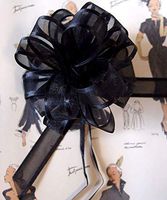 POSHNPRETTY 4" Arabesque Sheer Ribbon w/Satin Edge Pull Bow 18 Loops by 5/8" - Packs of 12 (Black)