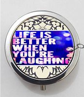 BlackKey Life is Better When You're Laughing 3-Compartment Decorative Pocket Gift Box Case Organizer for Pill, Color 1 -699