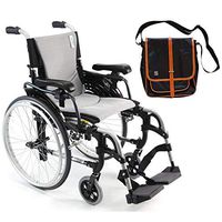 Karman S-Ergo 305 Ultra Lightweight Ergonomic Wheelchair | Adjustable Seat Height | Seat Size 16" X 17" | Frame Color Pearl Silver & Free Black Medical Utility Bag with Trim!