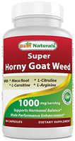 Best Naturals Horny Goat Weed Extract with Maca, Ginseng & Arginine, 60 Capsules - Natural Performance & Libido Boost Complex for Men & Women