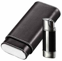 Visol "Naturale" and "Piccolo" Cigar Case and Lighter Gift Set