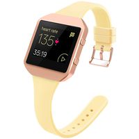 YiJYi Slim Bands Compatible with Fitbit Blaze,Thinner Soft Silicone Band with Metal Frame Replacement Wristband for Women Men Small Large (Large(6.3"-8.3"), Yellow/Rose Gold Frame)