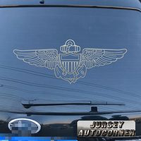 3S MOTORLINE US Navy Aviator AC Gold Wings Decal Sticker Car Vinyl Pick Size Color die Cut (Silver, 8'' (20.3cm))