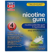 Rite Aid Nicotine Gum, Ice Mint Flavor, 4 mg - 100 Count | Quit Smoking Aid | Nicotine Replacement Gum