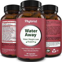 Water Away Diuretic Pills - Natural Water Weight Loss Support for Men and Women Fast Acting Bloating Swelling Relief Supplement - Pure Vitamin B6 Dandelion Green Tea Extract 90 Capsules by Phytoral
