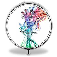 Giraffe Pill Case, Round Stainless Drug Organizer Container Medicine Cover for Pocket Daily&Weekly