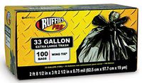 Ruffies Pro 1124923 33 Gallon Large Trash Bag 100 Count