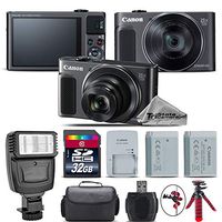 Canon PowerShot SX620 HS Digital Camera (Black) + Flash + Backup Battery + 32GB Class 10 Memory Card + Tripod + Digital Camera Case + Card Reader + Cleaning Kit - International Version