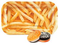 Bundle - 2 Items - Rolling Paper Depot French Fry Rolling Tray with Hamburger Shaped Herb Grinder
