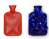 iColor 2L Rubber Hot Water Bottle with Soft Warm Flannel Cover Classic 2000ml 68oz Hot or Cold Water Bag Set Fit Pain Relief Hot Pack Therapy Home Outdoor (Blue Sky)