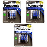 12pc Panasonic AAA Batteries Super Heavy Duty Power Carbon Zinc Triple A Battery 1.5v