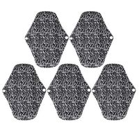 Exceart Washable Sanitary Pad Reusable Sanitary Pad Bamboo Charcoal Fiber Pad Eco-Friendly Sanitary Towel for Lady Women Madam Girl Home Travel 5PCS (Black)