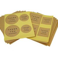 "Thank You" Kraft Paper Stickers for Gift Packaging Decoration, Pack of 40 (Round & Square - Brown)