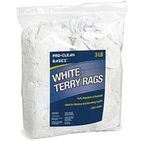 Pro-Clean Basics 99210 Reclaimed White Terry Cloth Rags, 3 lb. Bag