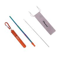 CapsA Reusable Collapsible Straws,Telescopic Stainless Steel Portable Drinking Straw with Travel Case & Cleaning Brush Reusable Washable Straight Drinking Telescopic Straws (Orange)