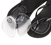2Pairs Gel Thong Sandal Toe Protectors Forefoot Cushions Grip Pads Ball-of-Foot Cushions (Clear)