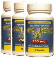 (Pack of 3) Hyaluronic Acid 250 Mg Mega Strength 60 Capsules Pills Joints Antioxidant