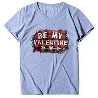 Women's Short Sleeve Tee Shirt Valentine's Day Casual Heart Print Blouse Round Neck Daily Tops T-Shirt Gray-D XXL