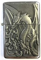 Eclipse Biker Fire Dragon Design Windproof Jet Flame Pocket Torch Lighter, 1880