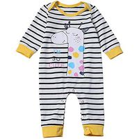 Ugthe Toddler Boy Rompers Autumn Winter Kid Baby Boy Cartoon Giraffe Print Striped Long Sleeve Romper - 6-12M