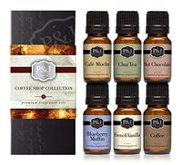 Coffee Shop Set of 6 Fragrance Oils - Premium Grade Scented Oil - 10ml - Coffee, Café Mocha, Chai Tea, Hot Chocolate, Blueberry Muffin, French Vanilla