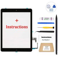 JPUNG iPad Air Screen Replacement A1474,A1475, A1476,Air 1st Generation(Black), with Home Button, Complete Repair Tools Kit, Camera Holder, Pre-Installed Adhesive Stickers, Instructions