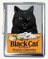 Black Cat Cigarette Case Built in Lighter