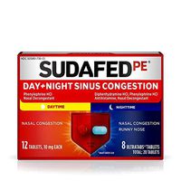 Sudafed PE Day + Night Sinus Congestion Tablets - 20 ct, Pack of 5