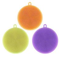 Accdata Silicone Sponges, Food-Grade Mildew-Free Silicone Dishwashing Scrubber for Washing Pot, Pan, Bowl, Fruit and Vegetables – 3 Pcs