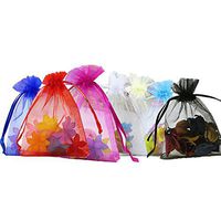 Anleolife 100Pcs 5x7 Inches Sheer Organza Bags Drawstring Gift Bags Mesh Jewelry Pouches For Party Wedding Christmas Valentine Favors Organza
