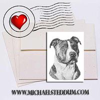 Michael Steddum American Staffordshire Terrier Pencil Note Card Set
