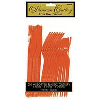 Premium Heavy Weight Assorted Cutlery | Orange Peel | Pack of 24 | Party Supply