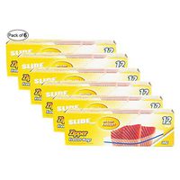 Slide Plus Zipper Freezer Large Bags (12 Bags) (Pack of 6)