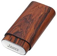 Personalized Visol Bruce Natural Wood Cigar Case - 3 Cigars with Free Engraving